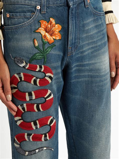 cheap gucci snake jeans|gucci jean jacket with snake.